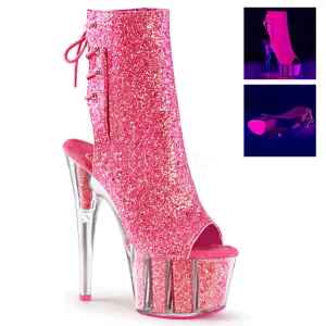 7 Inch Heel ADORE-1018G Neon Pink Glitter