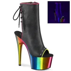 7 Inch Heel ADORE-1018RC-02 Black Pu Rainbow Chrome