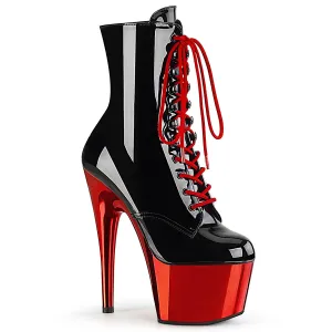 7 Inch Heel ADORE-1020 Black Pat Red Chrome