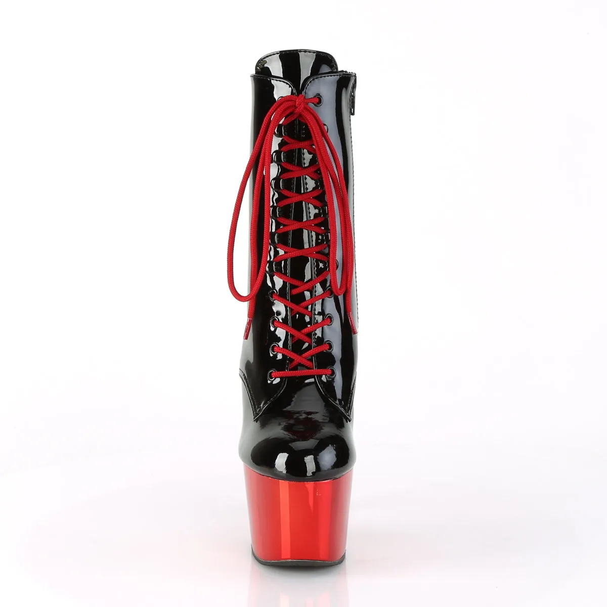 7 Inch Heel ADORE-1020 Black Pat Red Chrome