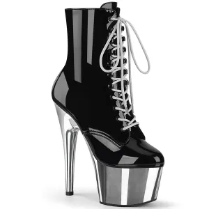 7 Inch Heel ADORE-1020 Black Pat Silver