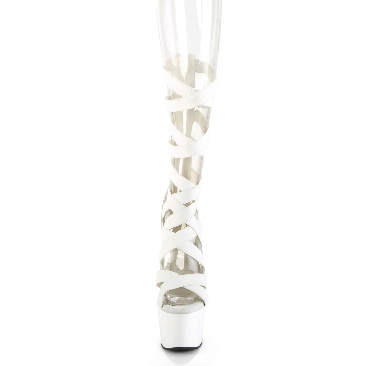 7 Inch Heel ADORE-700-48 White Elastic Band