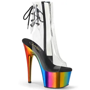 Adore-1018RC Clear/Rainbow Chrome, 7" Heels