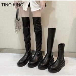Amozae-Women Long Boots Over The Knee Ladies Luxury Fashion Autumn Winter Shoes Platform Fashion Woman Footwear Slip On 2024 New Botas