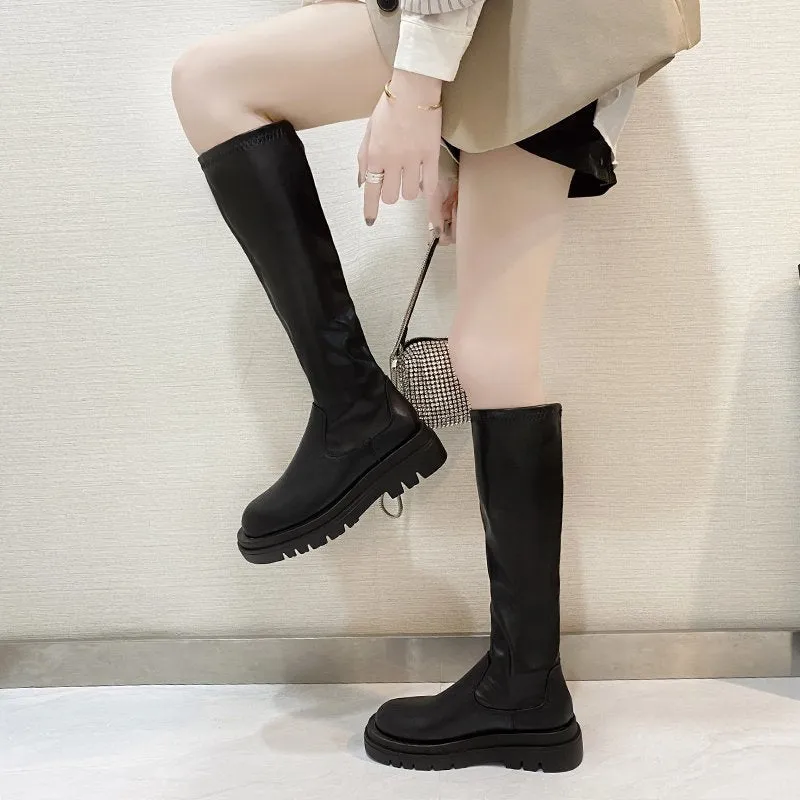 Amozae-Women Long Boots Over The Knee Ladies Luxury Fashion Autumn Winter Shoes Platform Fashion Woman Footwear Slip On 2024 New Botas