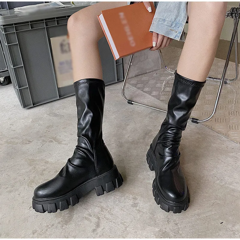 Amozae-Women Long Boots Over The Knee Ladies Luxury Fashion Autumn Winter Shoes Platform Fashion Woman Footwear Slip On 2024 New Botas