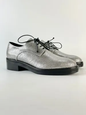 Ballin Silver Leather Textured Dress Shoes - EU40