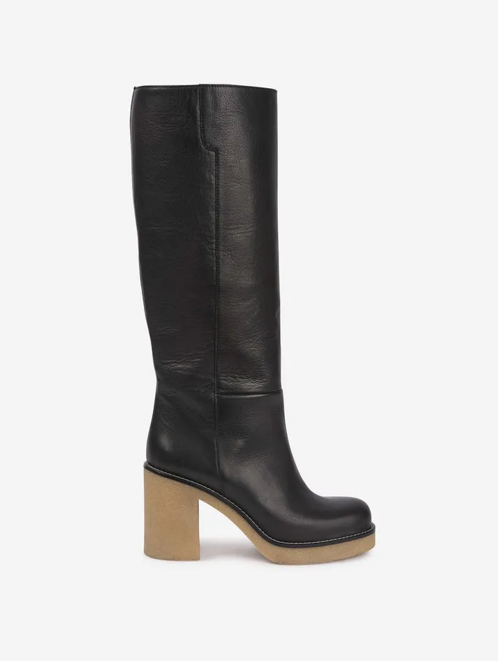 BARBARA BUI BLACK LEATHER PLATFORM BOOTS