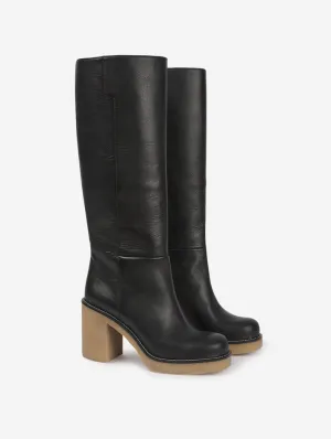 BARBARA BUI BLACK LEATHER PLATFORM BOOTS