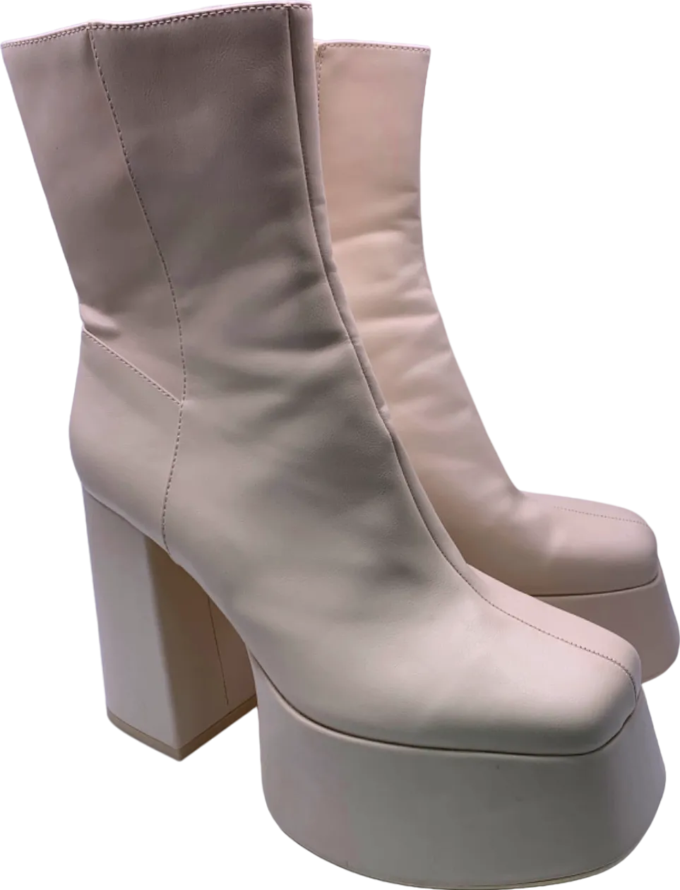 Bershka Beige Platform Block Heel Boots EU 41 UK 8