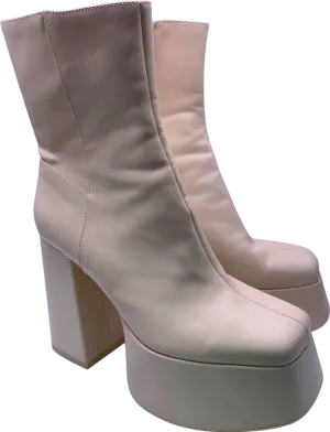 Bershka Beige Platform Block Heel Boots EU 41 UK 8