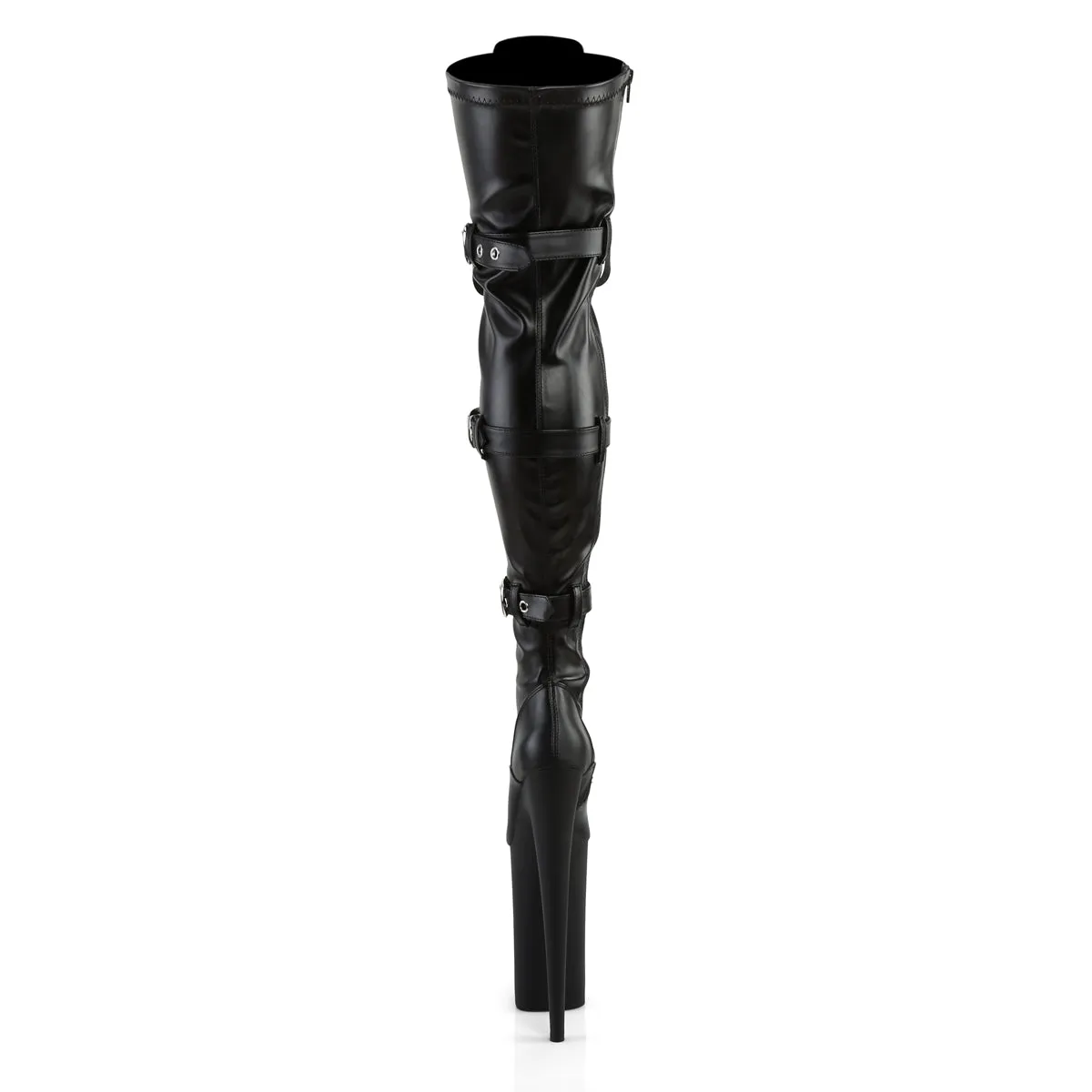 Beyond 3028 Black Matte 10" Heel Buckle Strap OTK Thigh Boots -Direct