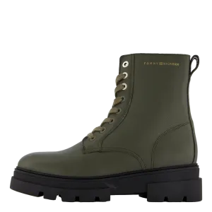 Bicolor Leather Lace-up Army Green