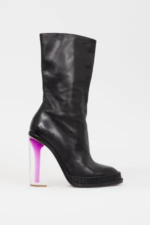 Black & Purple Leather & Lucite Boot