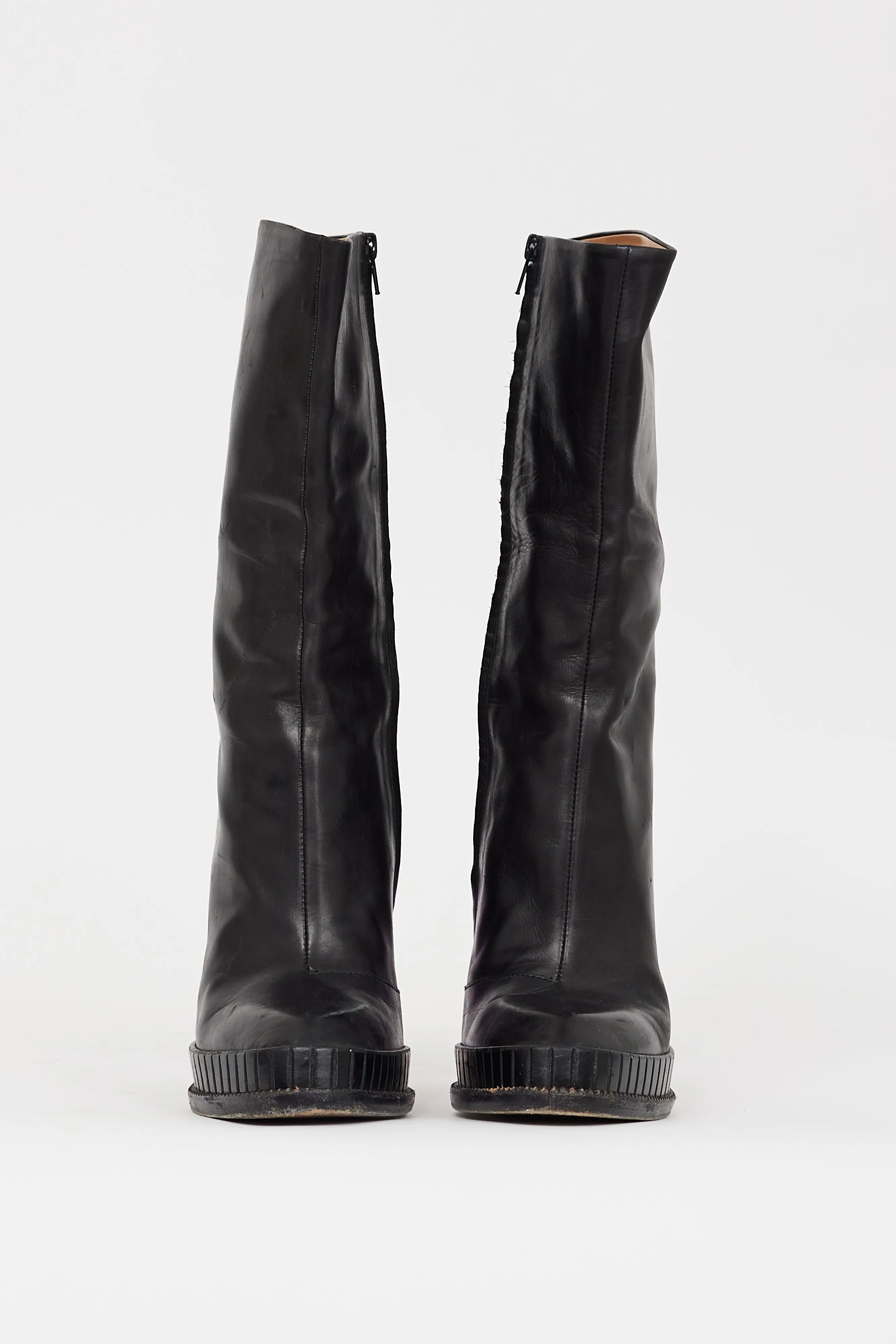 Black & Purple Leather & Lucite Boot
