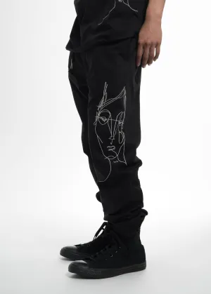 Black Drawstring Pants w/ Face