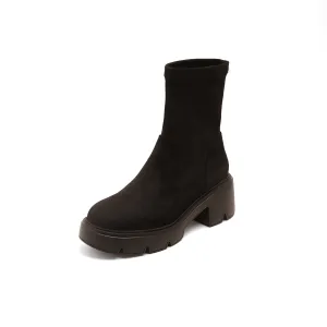 Black Elastic Platform Ankle Sock Boots