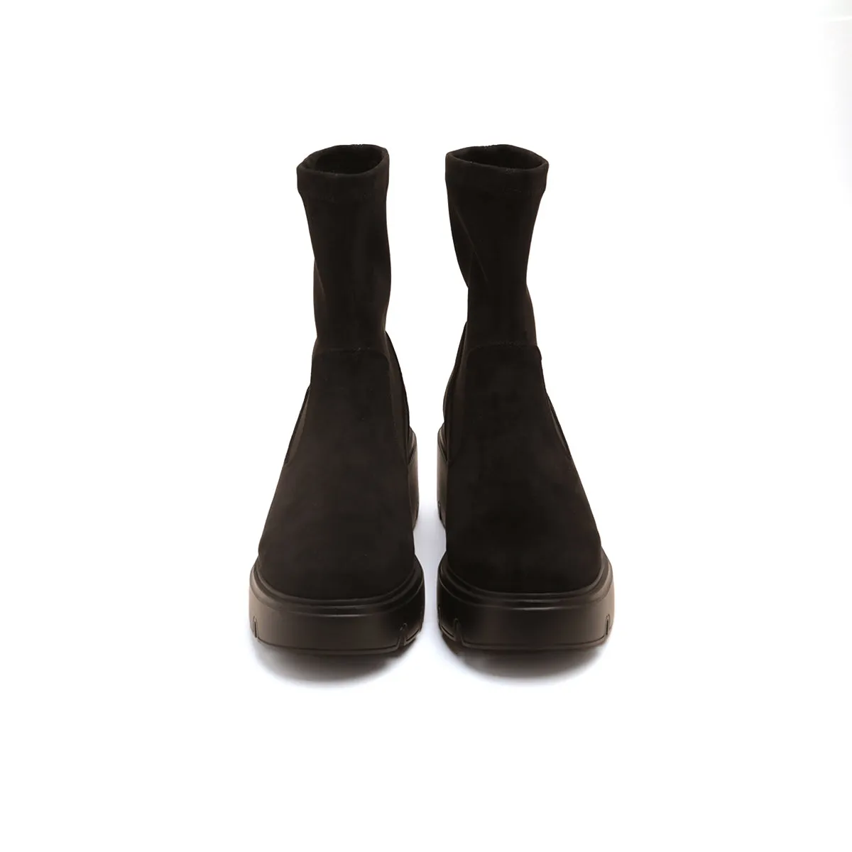 Black Elastic Platform Ankle Sock Boots