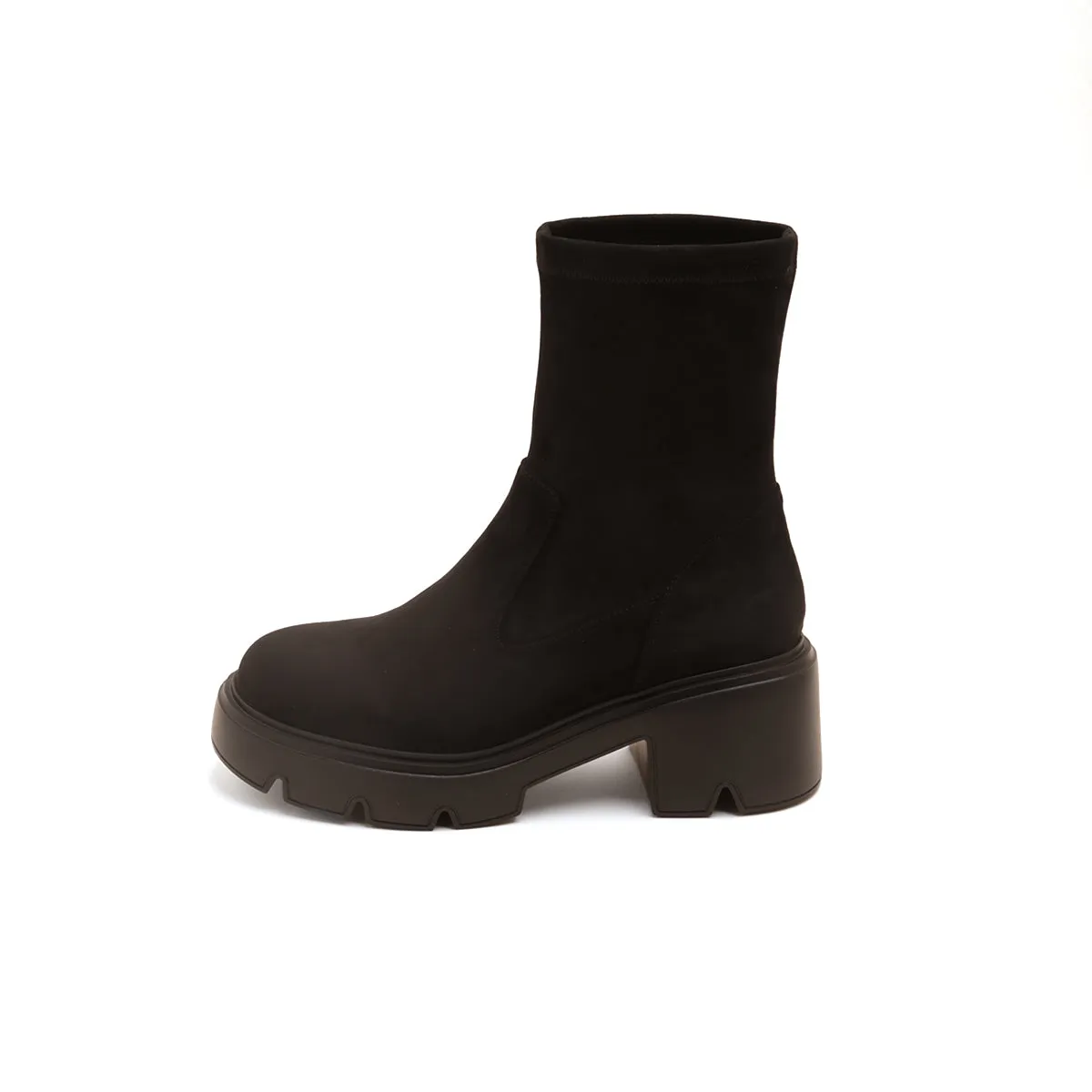 Black Elastic Platform Ankle Sock Boots
