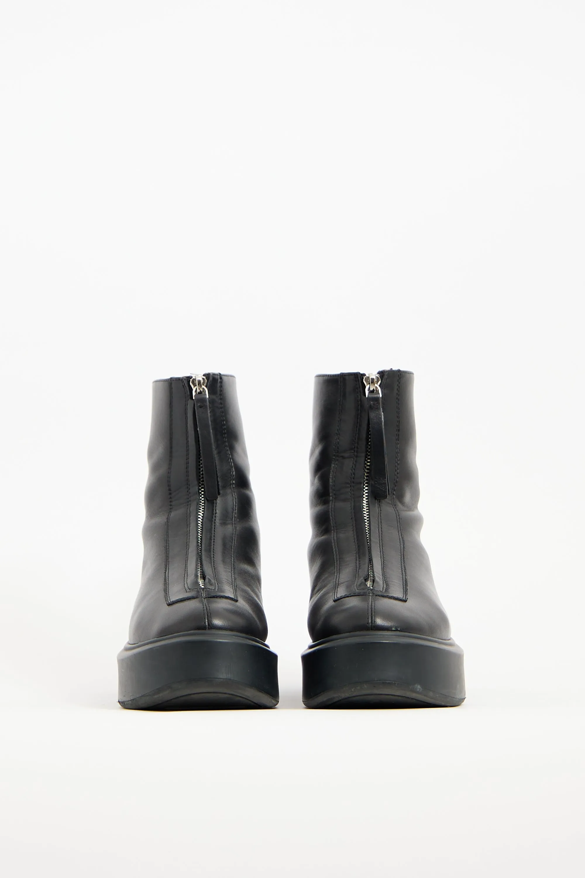 Black Leather Zip Platform Boot