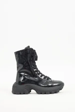 Black Patent Leather Platform Boot