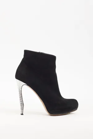 Black Suede & Silver Metallic Platform Boot