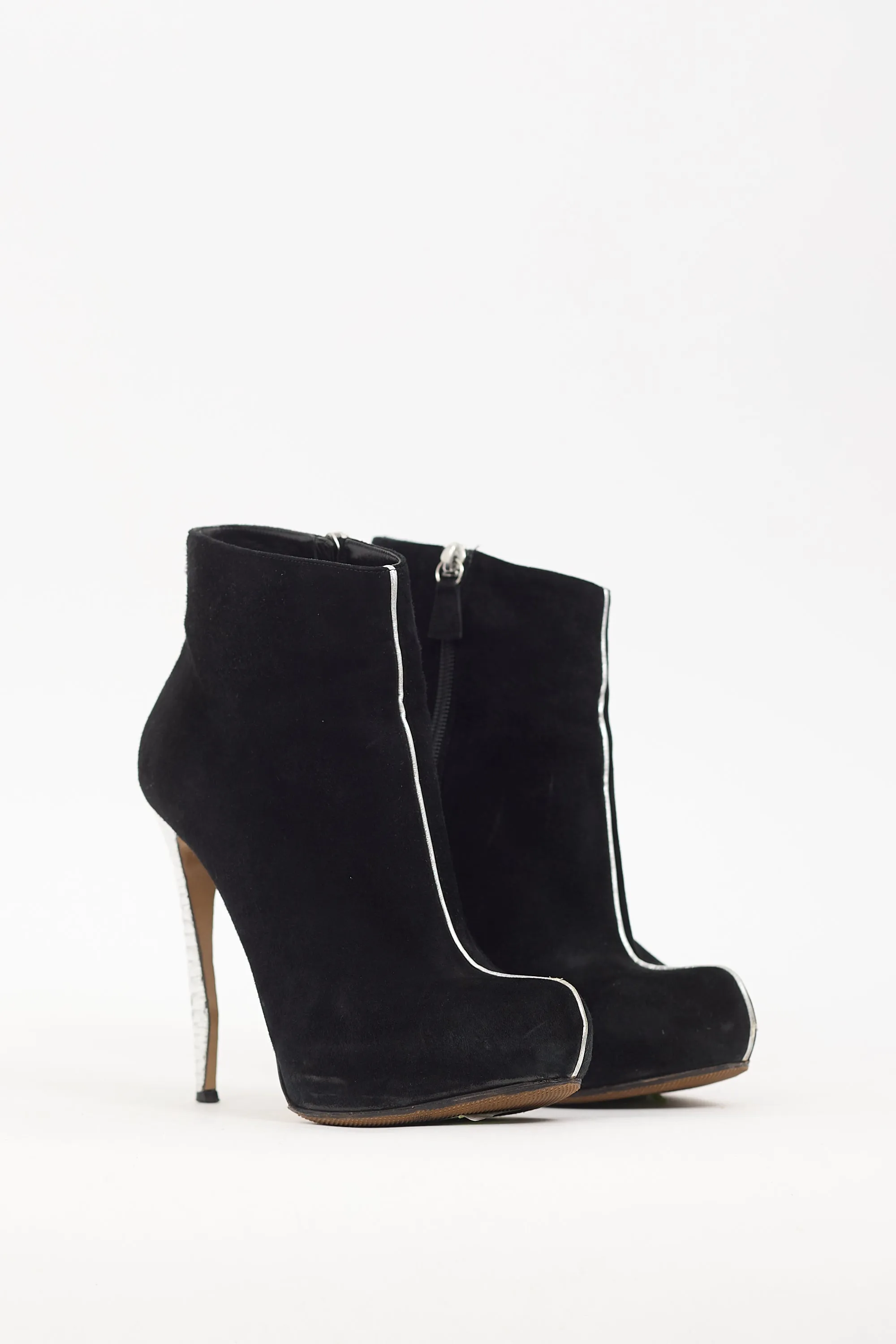 Black Suede & Silver Metallic Platform Boot