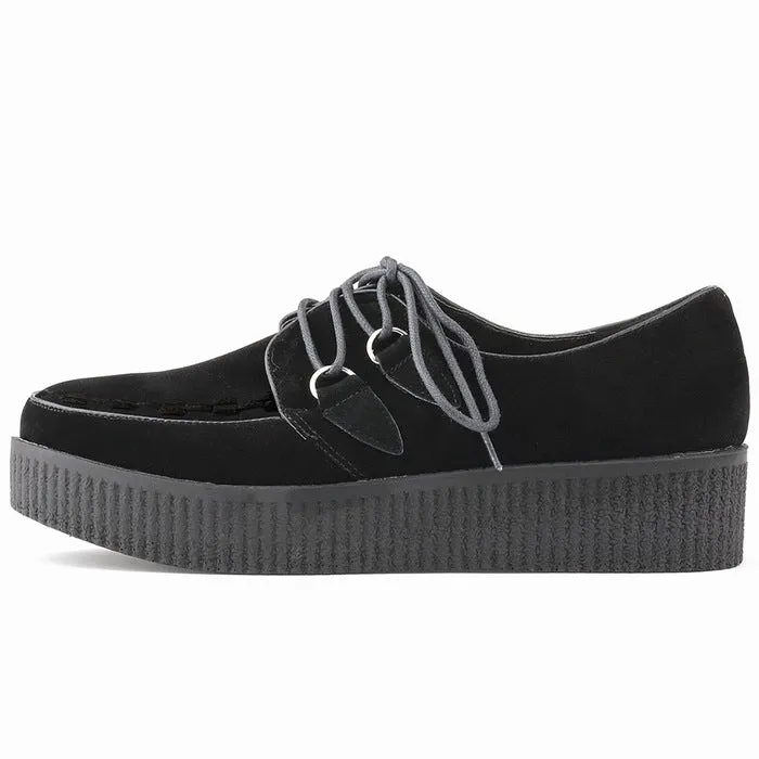 Black Woven Pattern Wedges Lace Up Women's Shoes