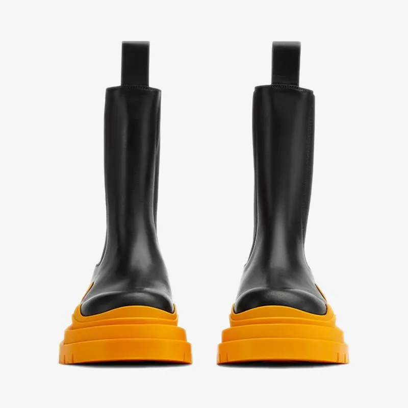 Black/Orange Chelsea Boots