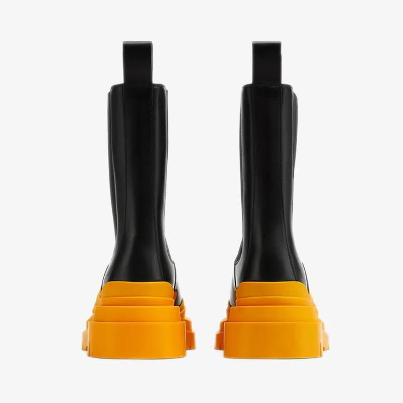 Black/Orange Chelsea Boots