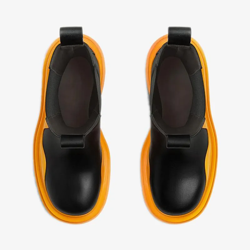 Black/Orange Chelsea Boots