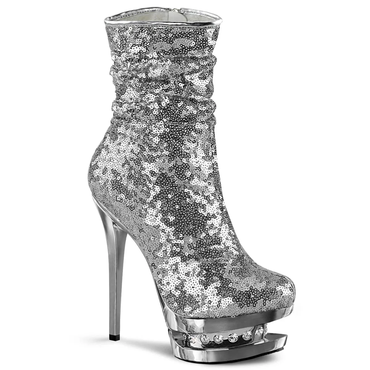 Blondie-R-1009 Silver Sequins/Silver Chrome, 6" Heels