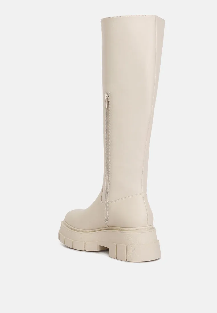 Blume Faux Leather Chunky Platform Knee Length Boots by London Rag