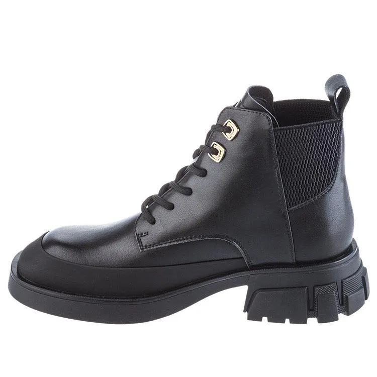 BONAVI 32W7-7 Rubber Tipped Lace Ankle Boots