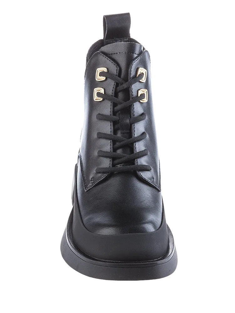BONAVI 32W7-7 Rubber Tipped Lace Ankle Boots