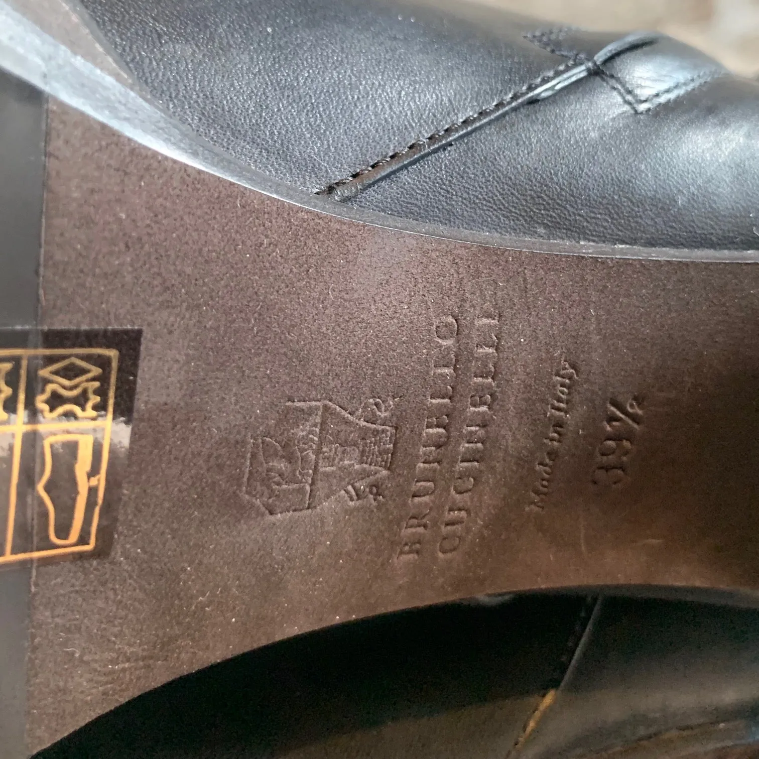 Brunello Cucinelli Black Leather Heeled Monili Trim Boots