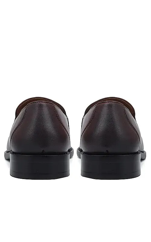Burgundy Leather Loafers With Tassels