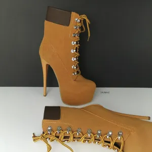Camel Lace Up Platform Boots