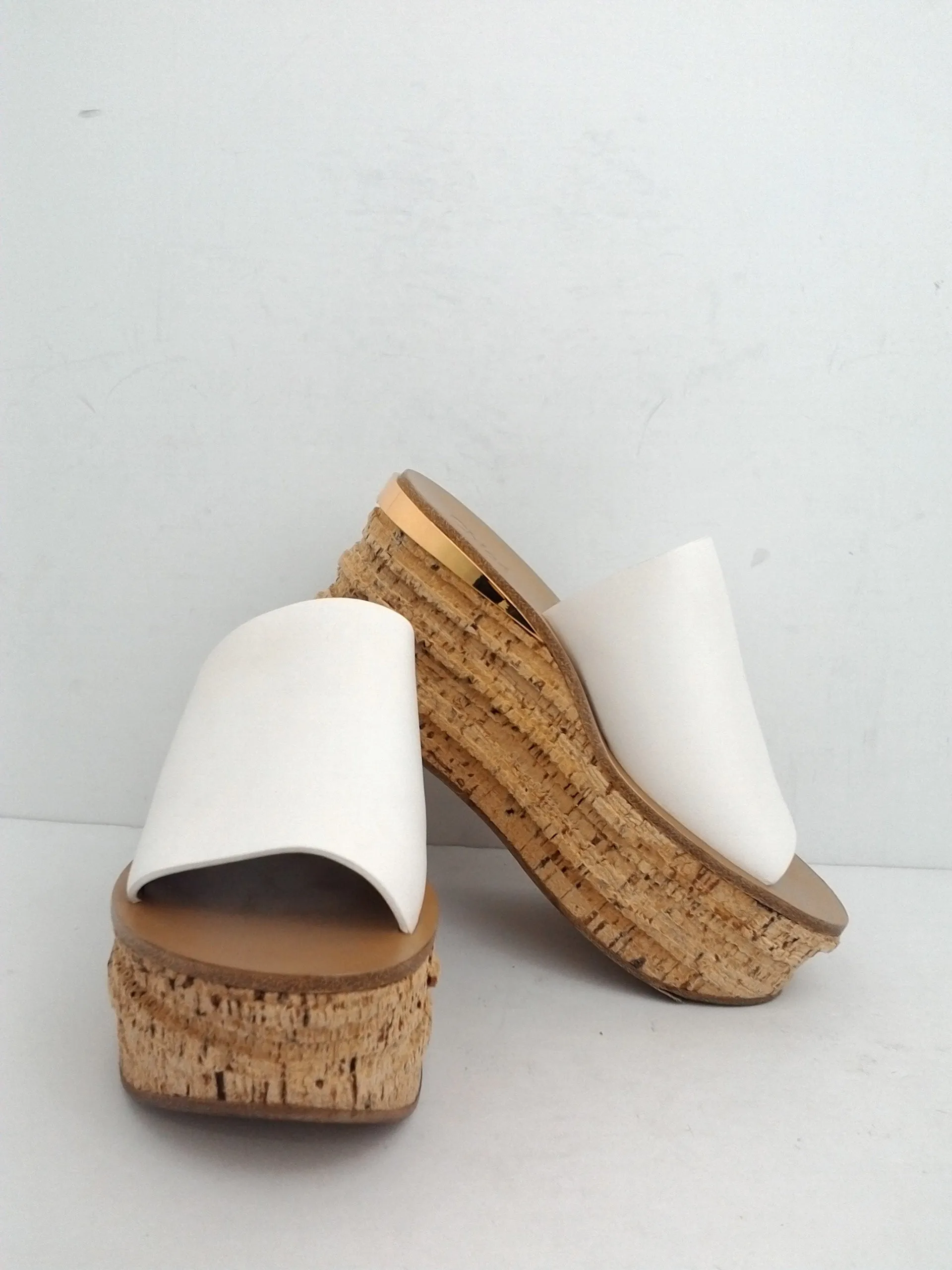 Chloé Women's White Leather Wedge Sandal Size 35