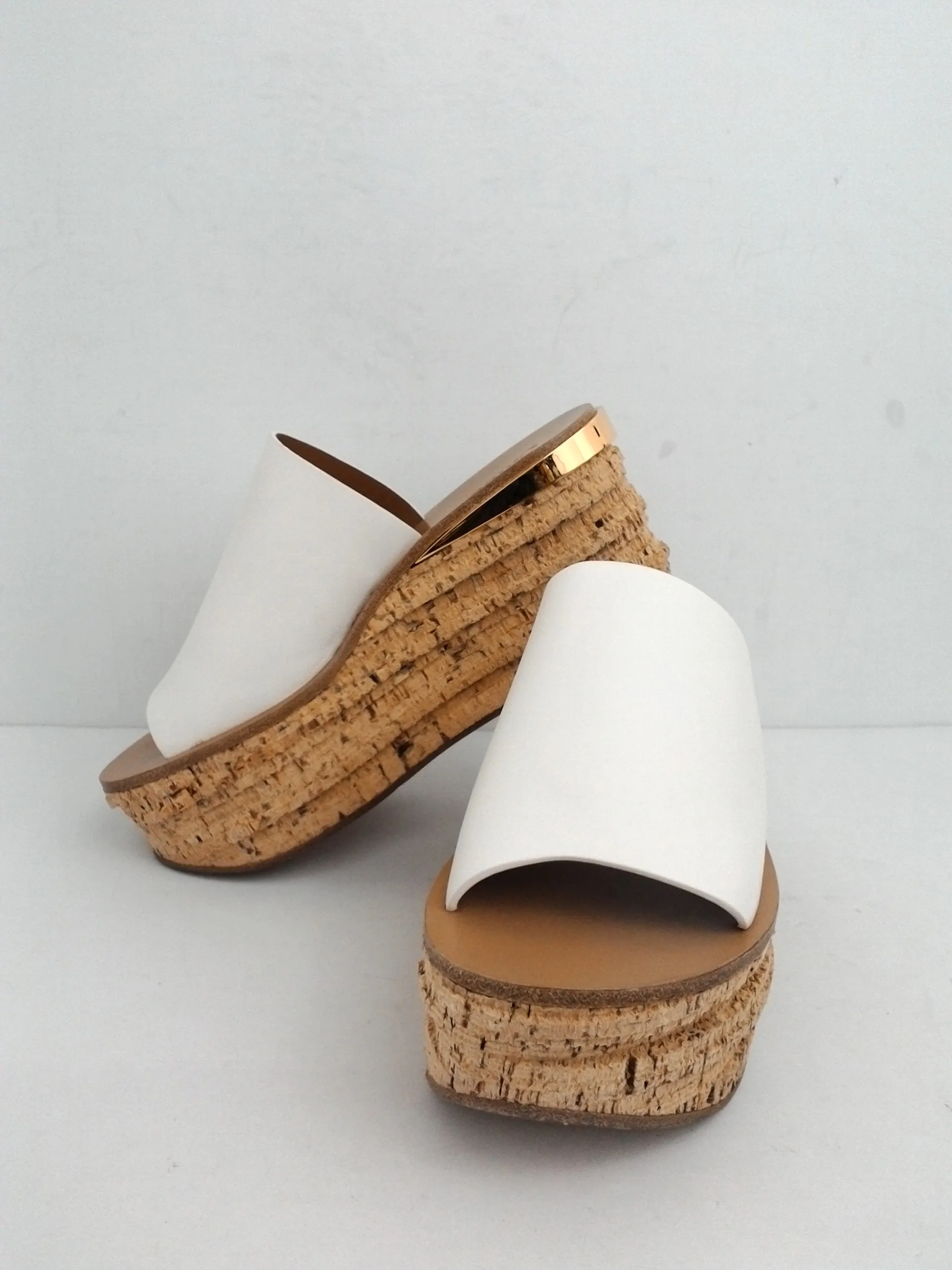 Chloé Women's White Leather Wedge Sandal Size 35