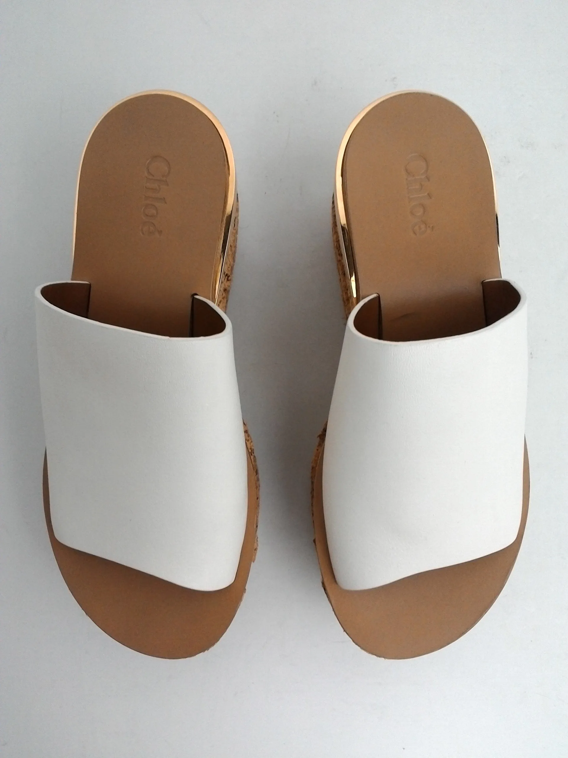 Chloé Women's White Leather Wedge Sandal Size 35