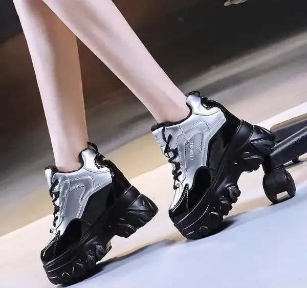 Chunky Lace-Up Platform Boots for Women