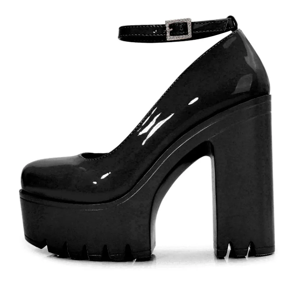 Chunky Mary Jane Ankle Strap Platform Heels