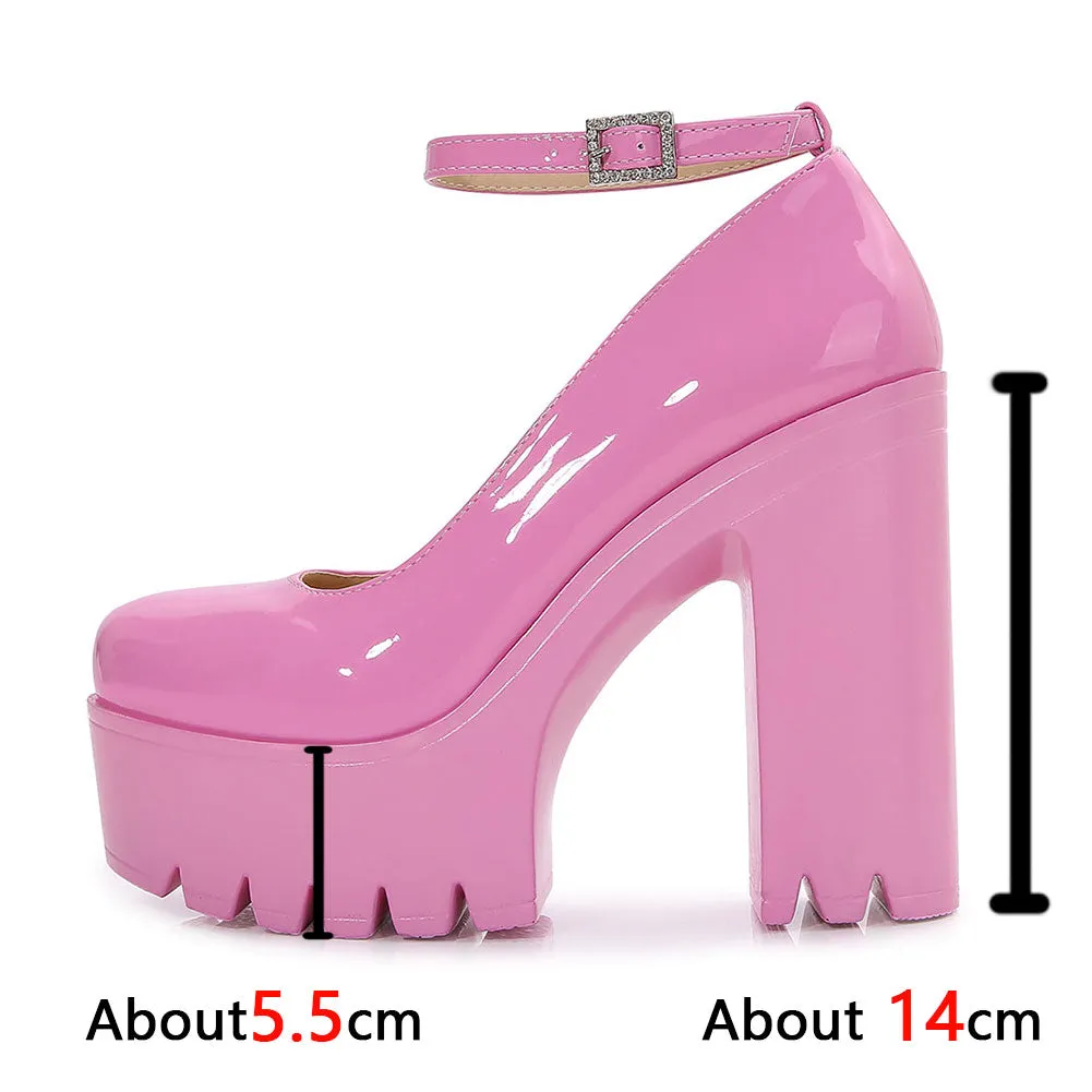 Chunky Mary Jane Ankle Strap Platform Heels