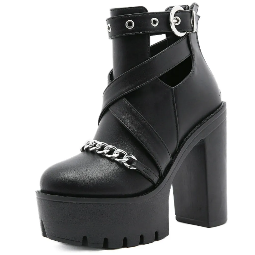 Chunky Mary Jane Ankle Strap Platform Heels