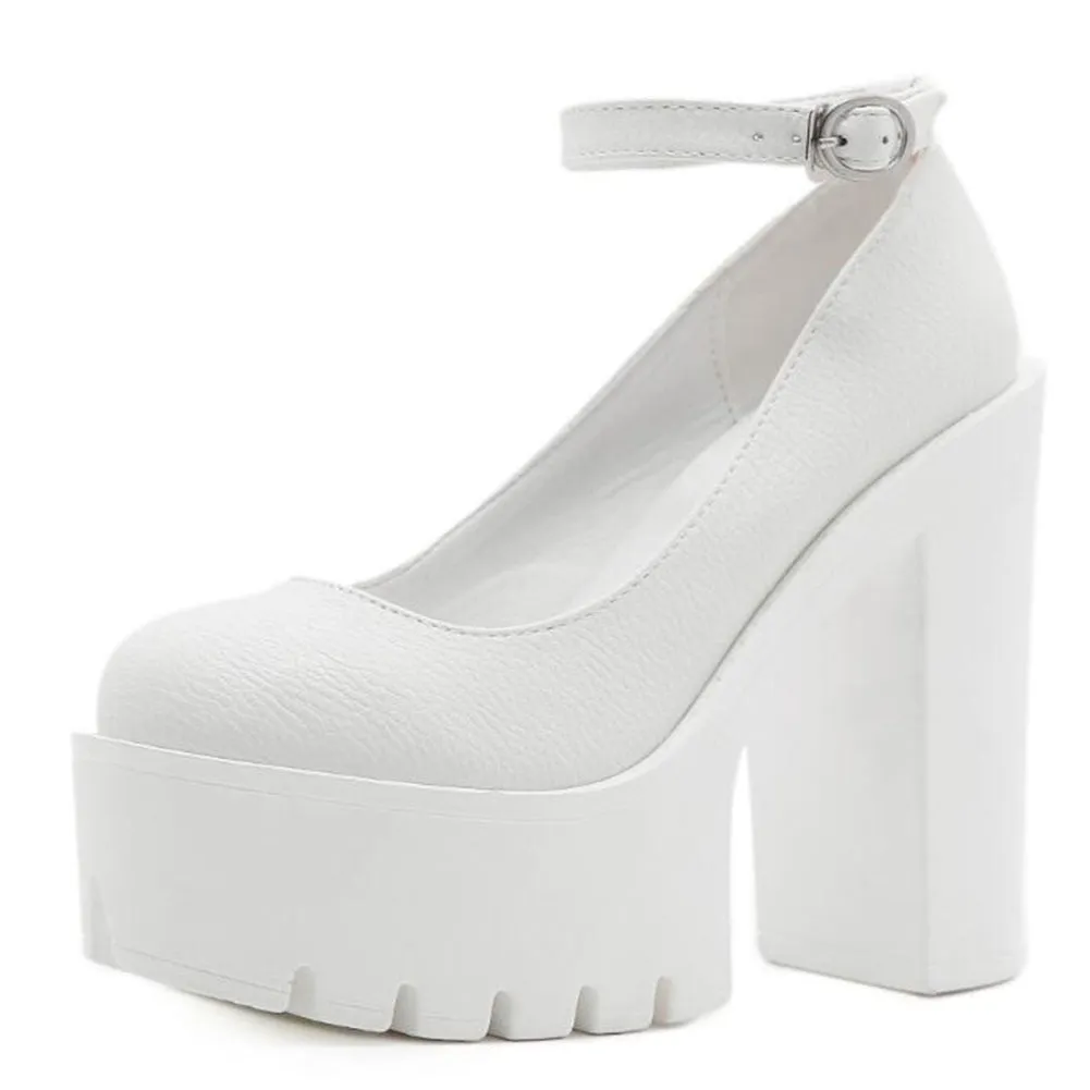 Chunky Mary Jane Ankle Strap Platform Heels