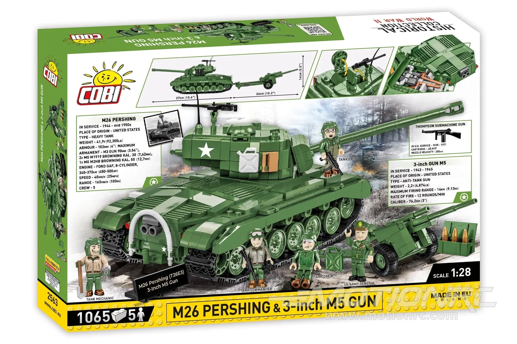 COBI M26 Pershing Tank with M5 Gun 1:28 Scale Executive Edition Building Block Set