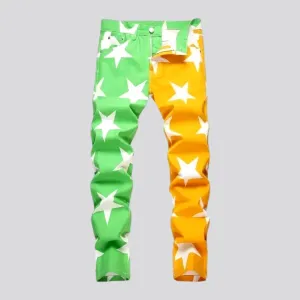 Colored skinny fit split design men's jeans