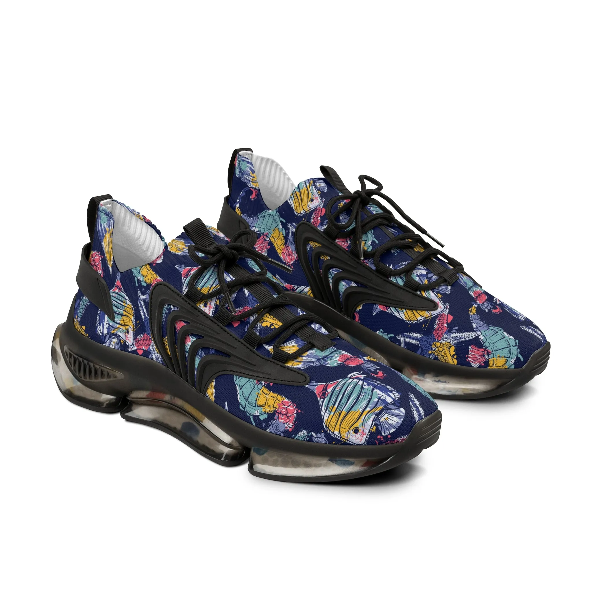 Colorful Fish and Seahorse Men's Mesh Sneakers