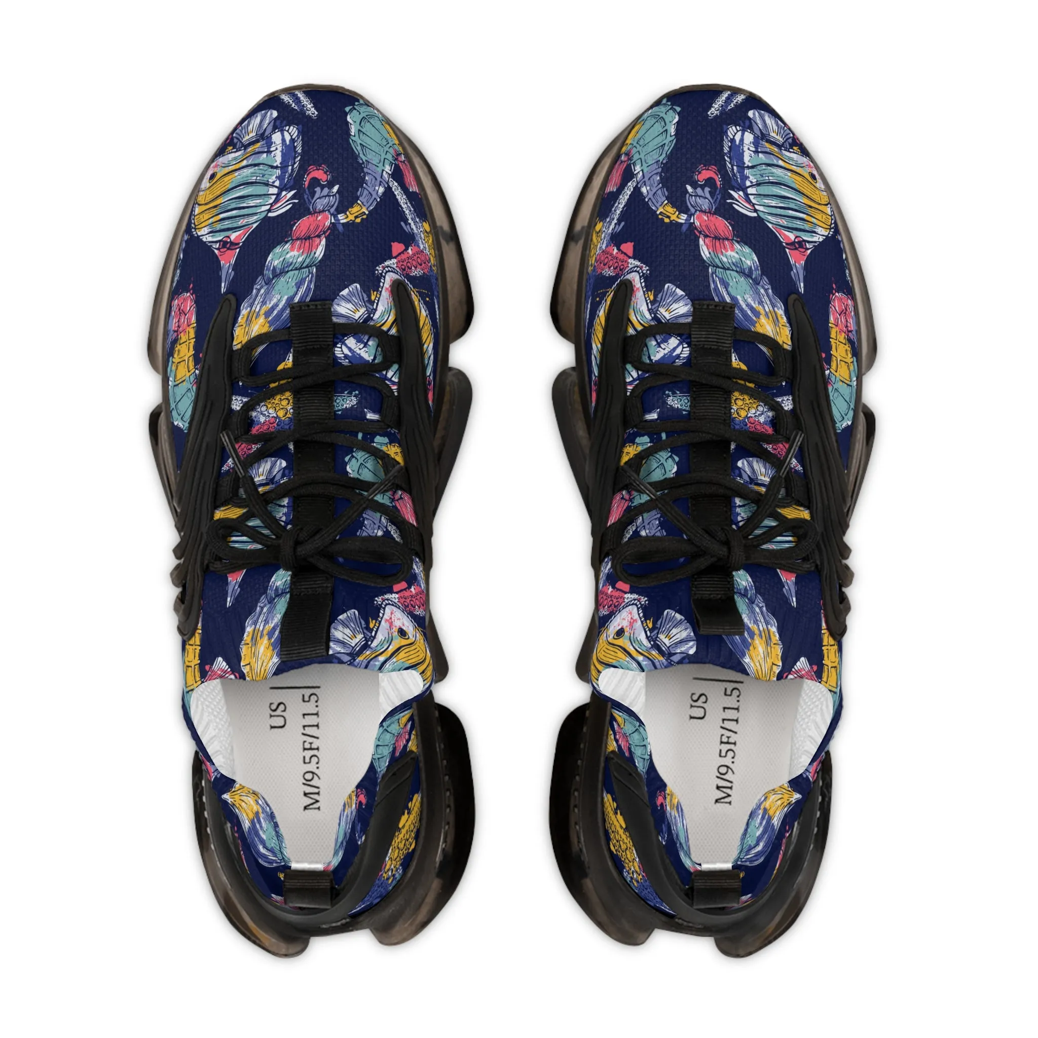 Colorful Fish and Seahorse Men's Mesh Sneakers